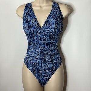 Speedo Blue Geometric One Piece Swimsuit